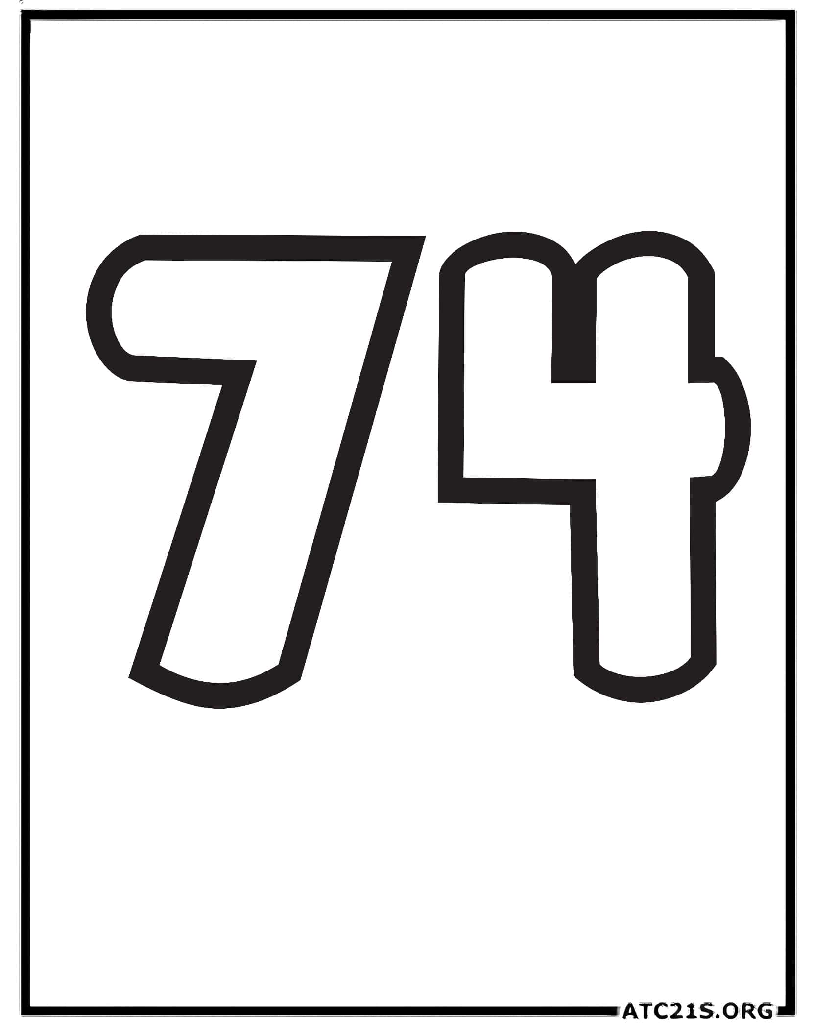 Number 74 coloring page
