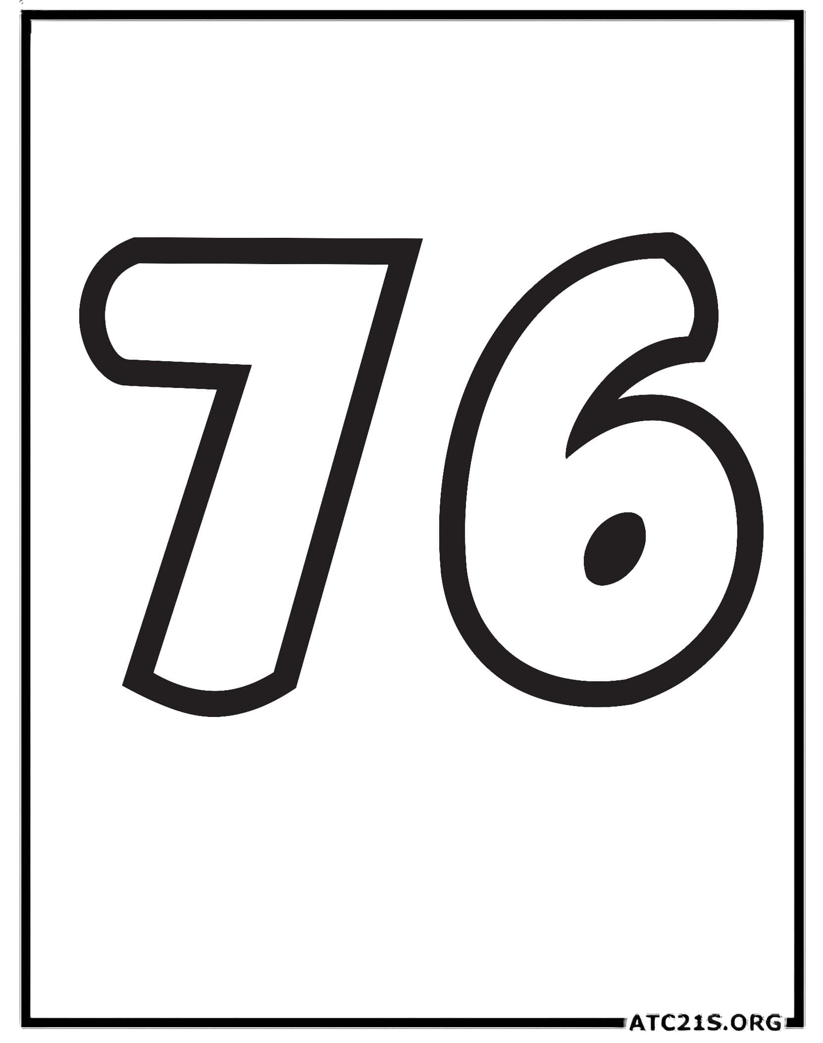 Number 76 coloring page