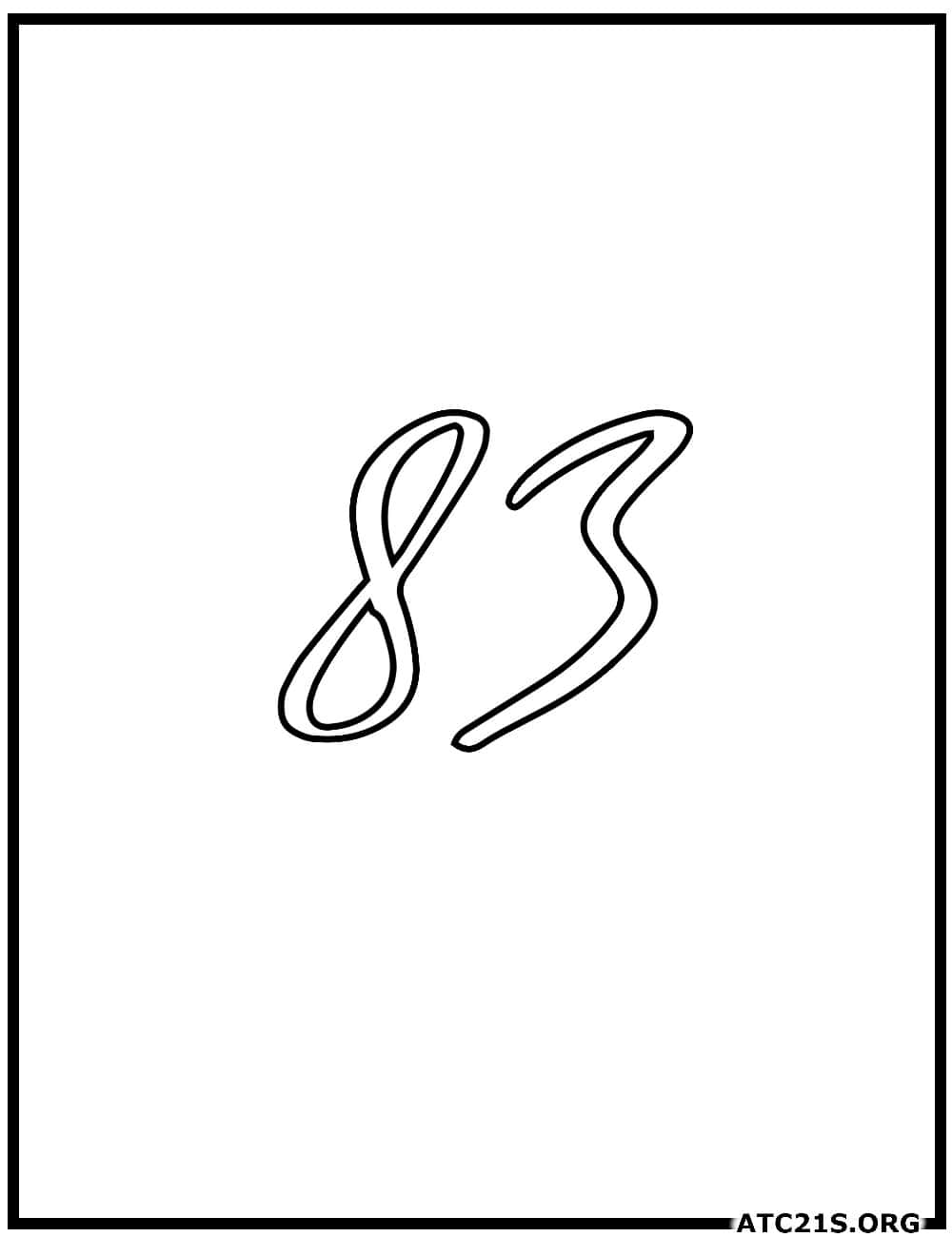 Number 83 calligraphy coloring page