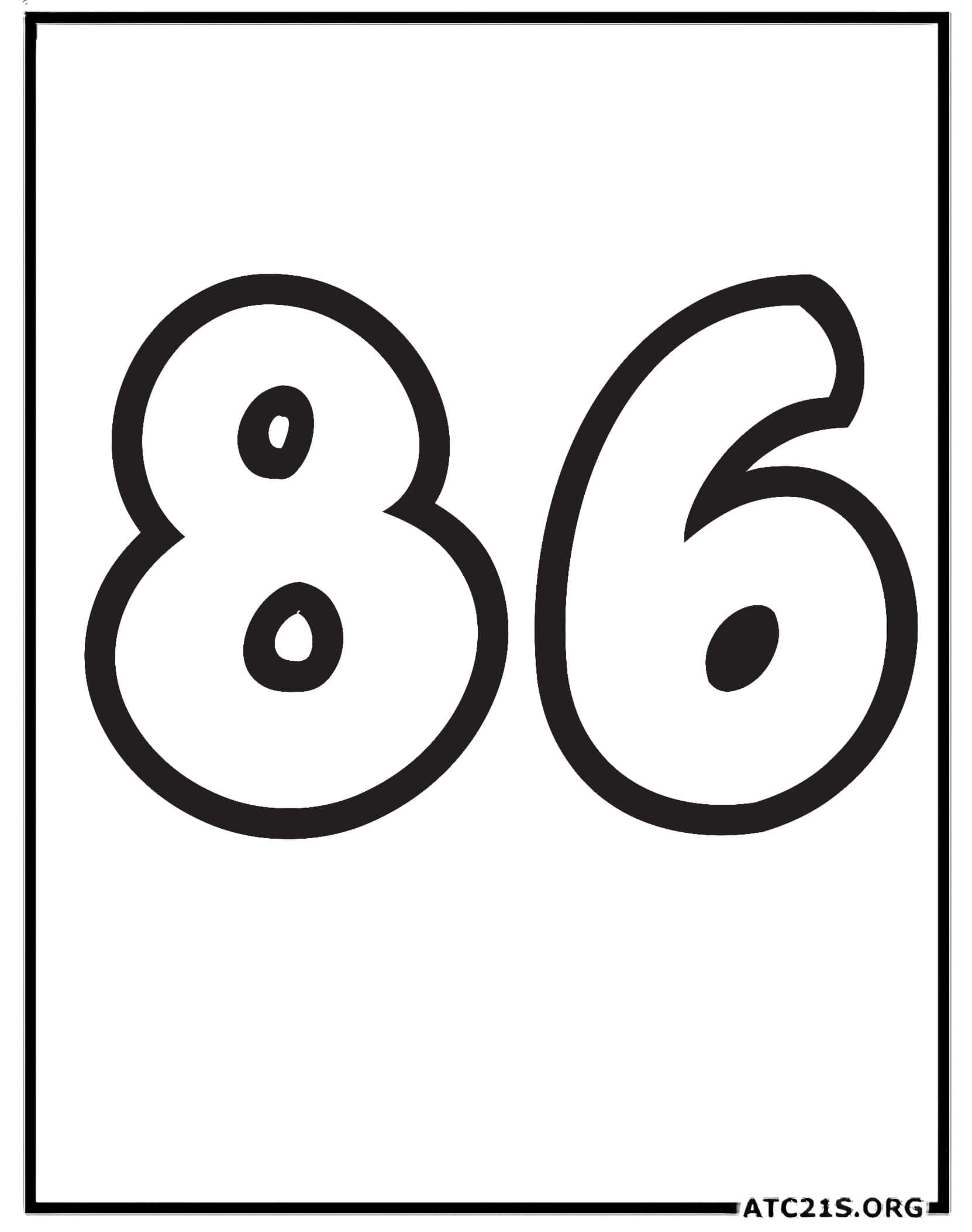 Number 86 coloring page