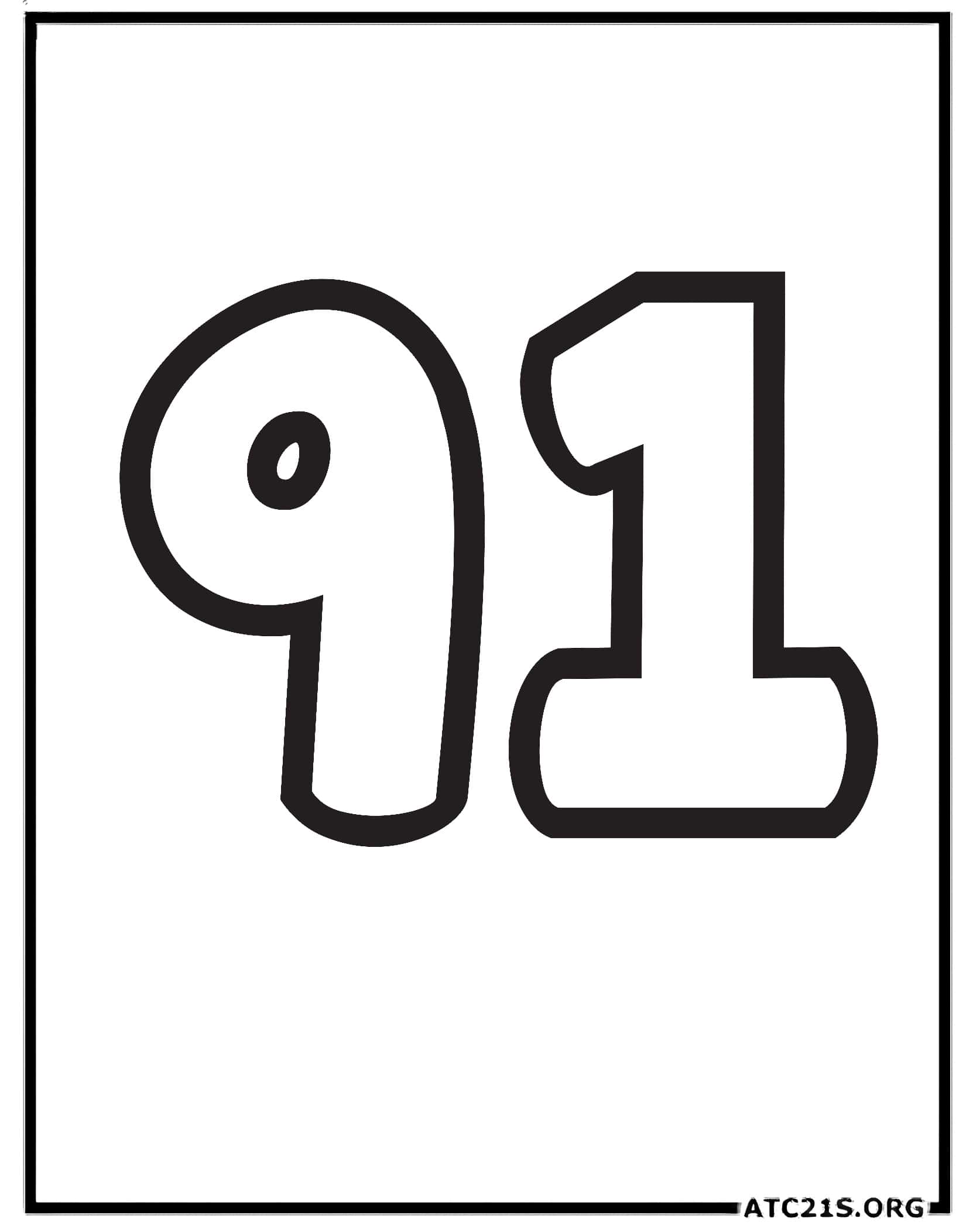 Number 91 coloring page