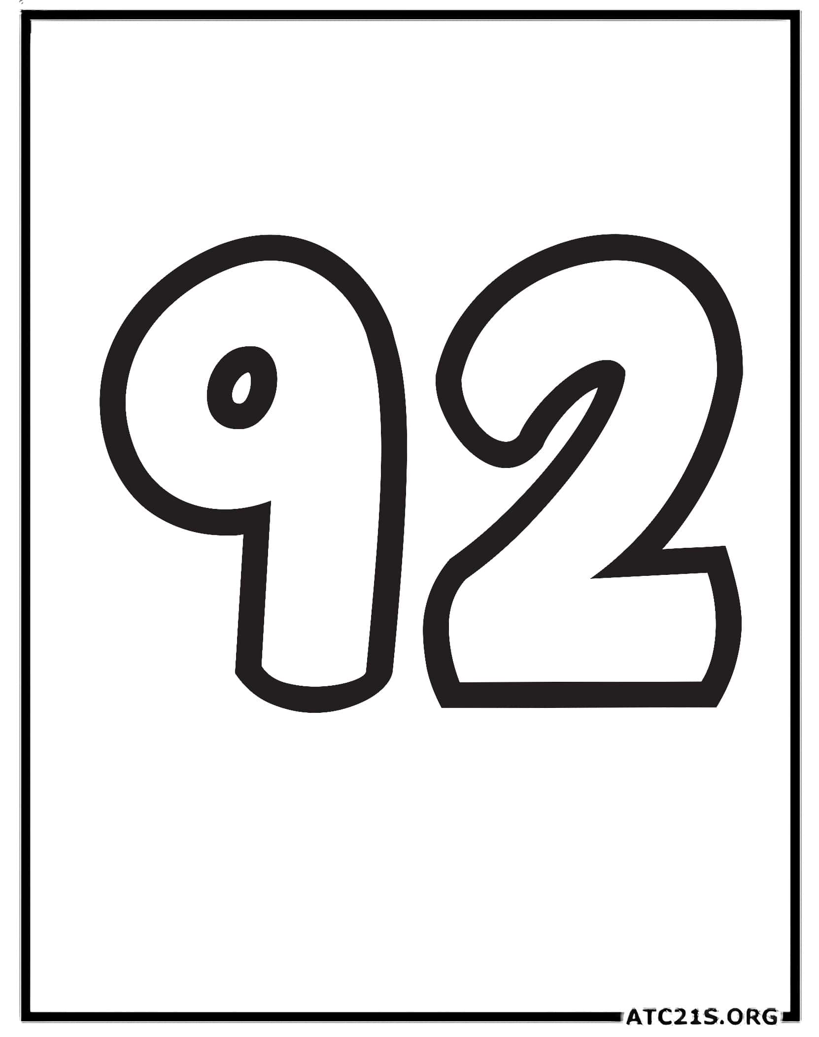 Number 92 coloring page