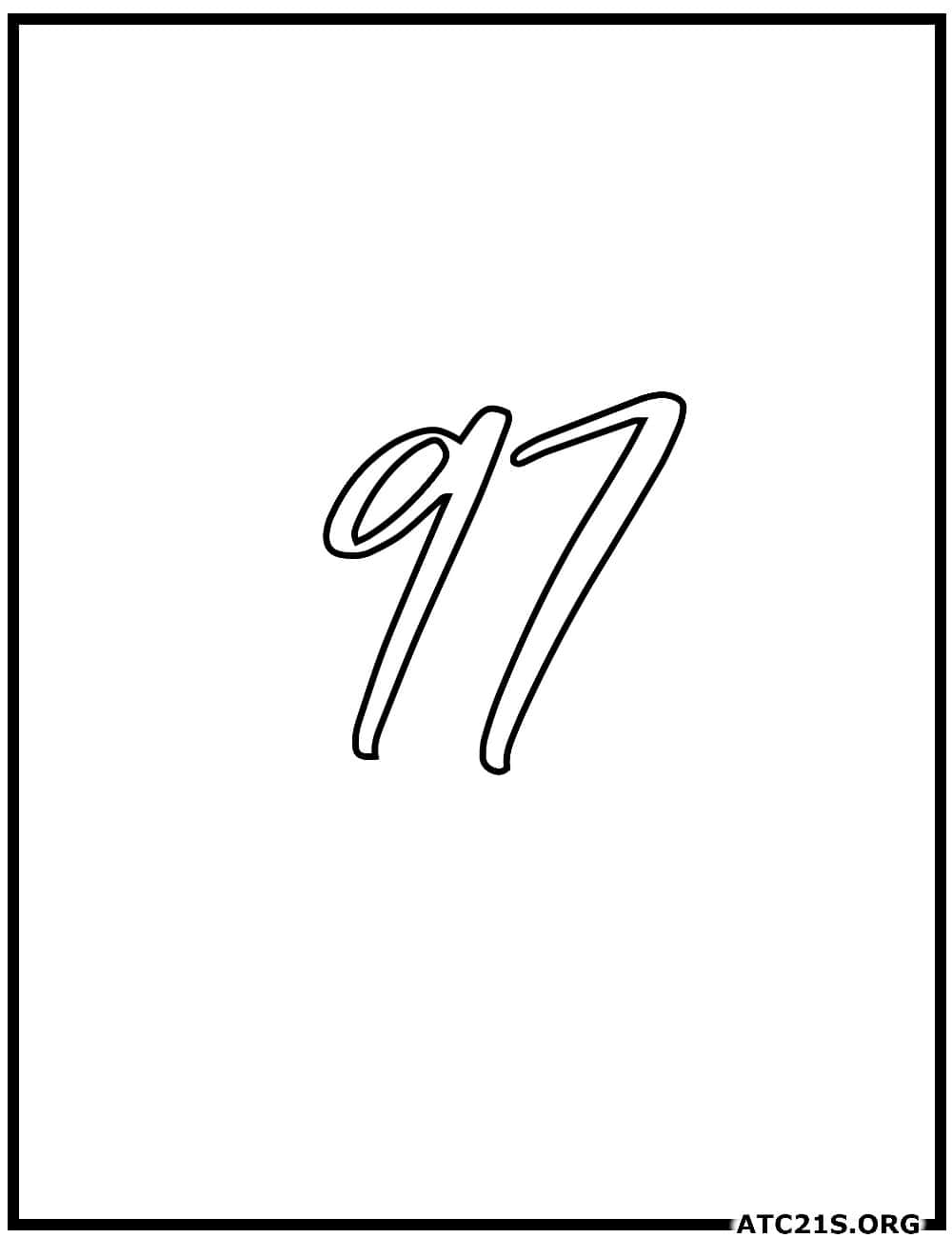 Number 97 calligraphy coloring page