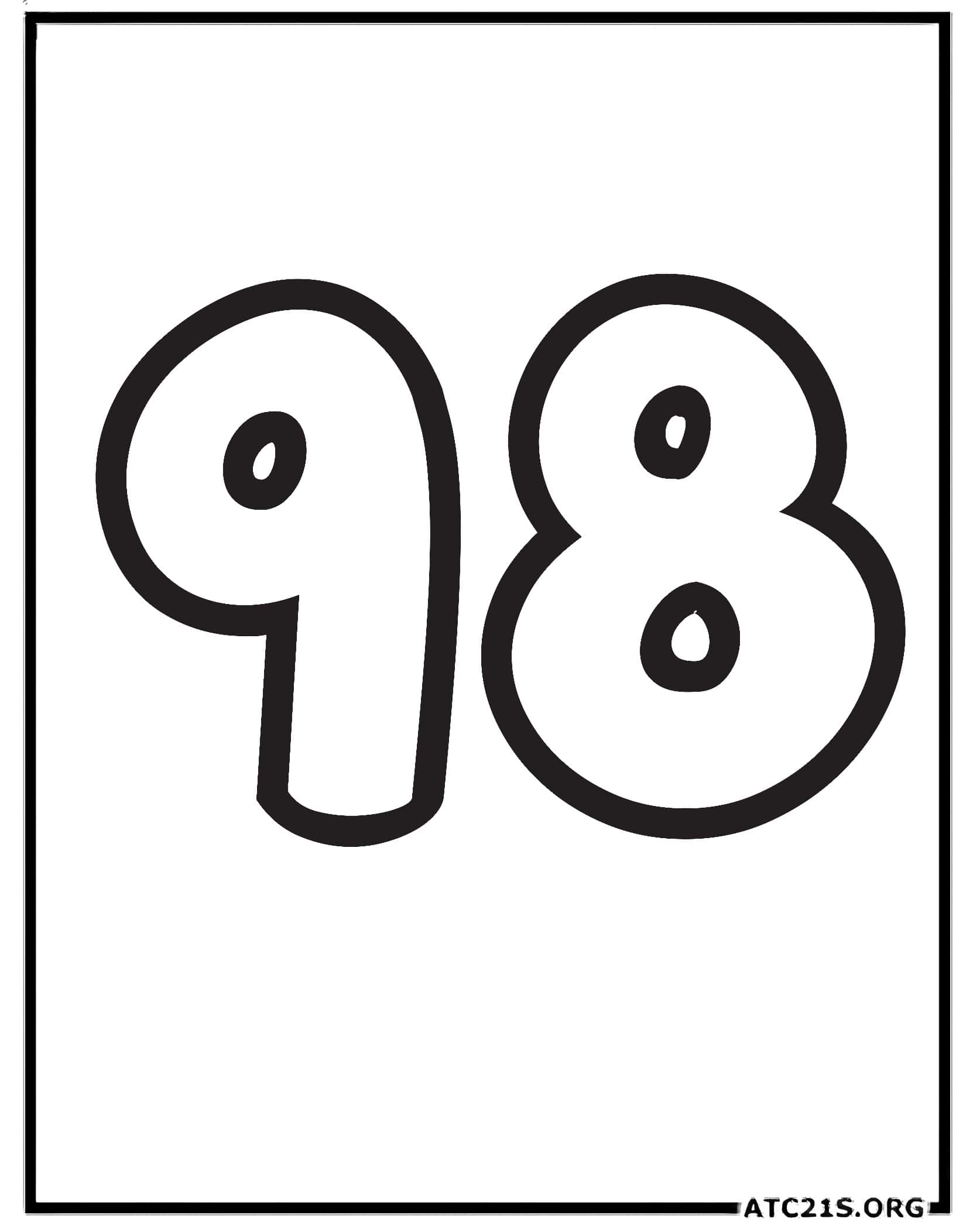 Number 98 coloring page